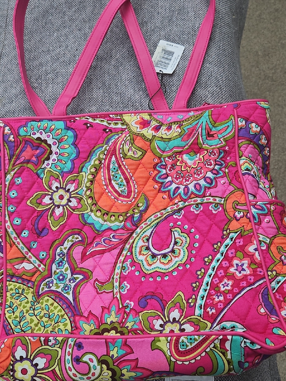 Vera Bradley Hot Pink Quilted Paisley Tote ..Pink Swirls